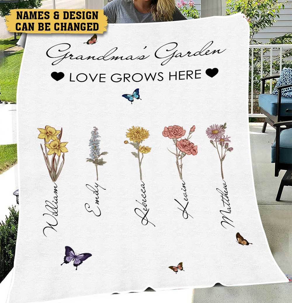 Butterfly Mom/Grandma's Garden - Personalized Blanket - Best Gift For Mother Grandma