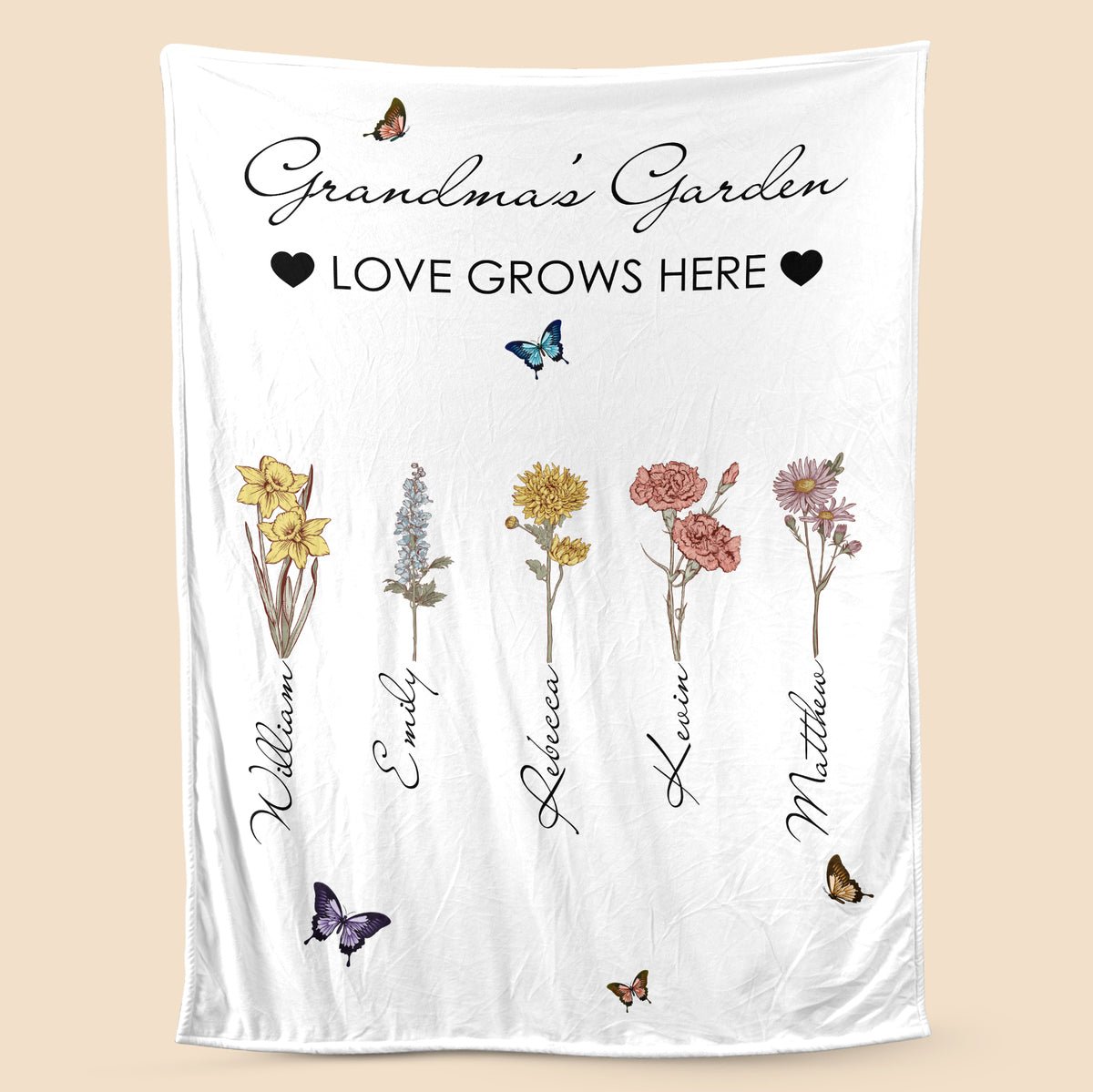 Butterfly Mom/Grandma's Garden - Personalized Blanket - Best Gift For Mother Grandma