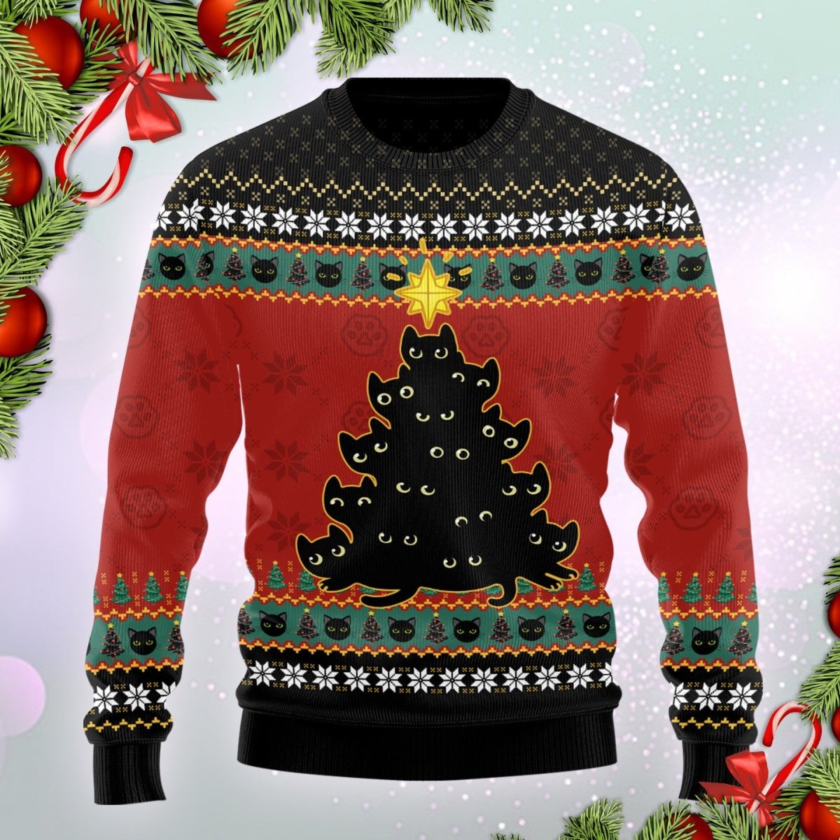 Cat Christmas Tree Ugly Sweater - TG1121TA