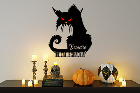 Custom Metal Halloween Pumpkin - Halloween Black Cat sign