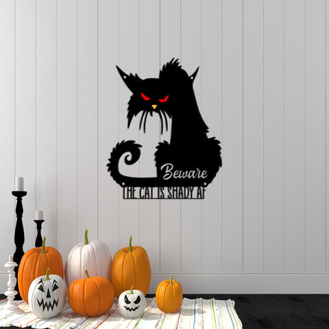 Custom Metal Halloween Pumpkin - Halloween Black Cat sign