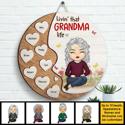 Livin' That Grandma Life - Gift For Mom, Grandma - Personalized Shaped Wood Sign