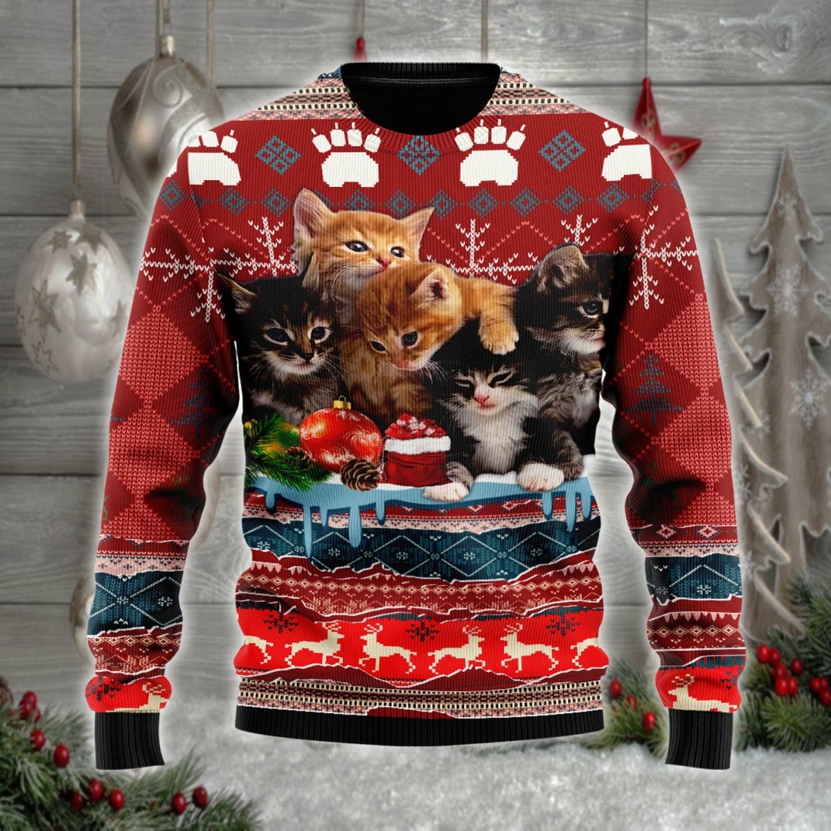 Christmas Kitten Cats Ugly Sweater - TG1121DT