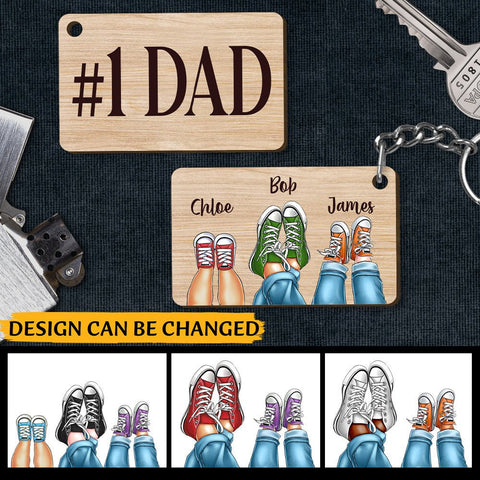 Dad Shoes - Personalized Wooden Keychain - Best Gift For Father