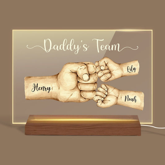 Daddy's Team First Bump - Personalized Acrylic LED Lamp - Best Gift For Father