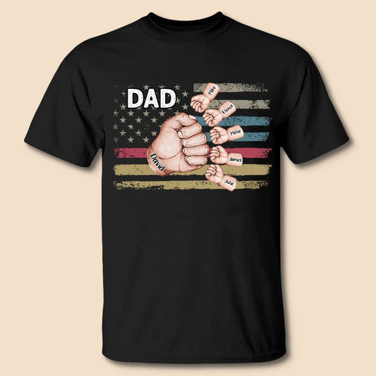 Dad/Grandpa With Kid Hands - Personalized T-Shirt/ Hoodie - Best Gift For Father
