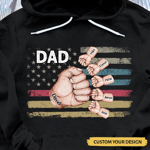 Dad/Grandpa With Kid Hands - Personalized T-Shirt/ Hoodie - Best Gift For Father