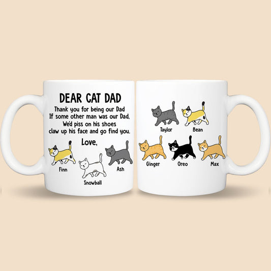 Dear Cat Dad - Personalized White Mug - Best Gift For Father