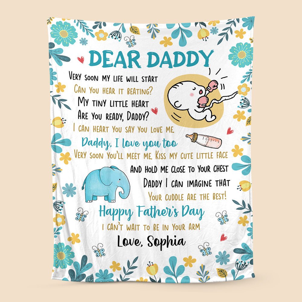 Dear Daddy, Happy Father's Day - Personalized Blanket - Best Gift For Father Grandpa