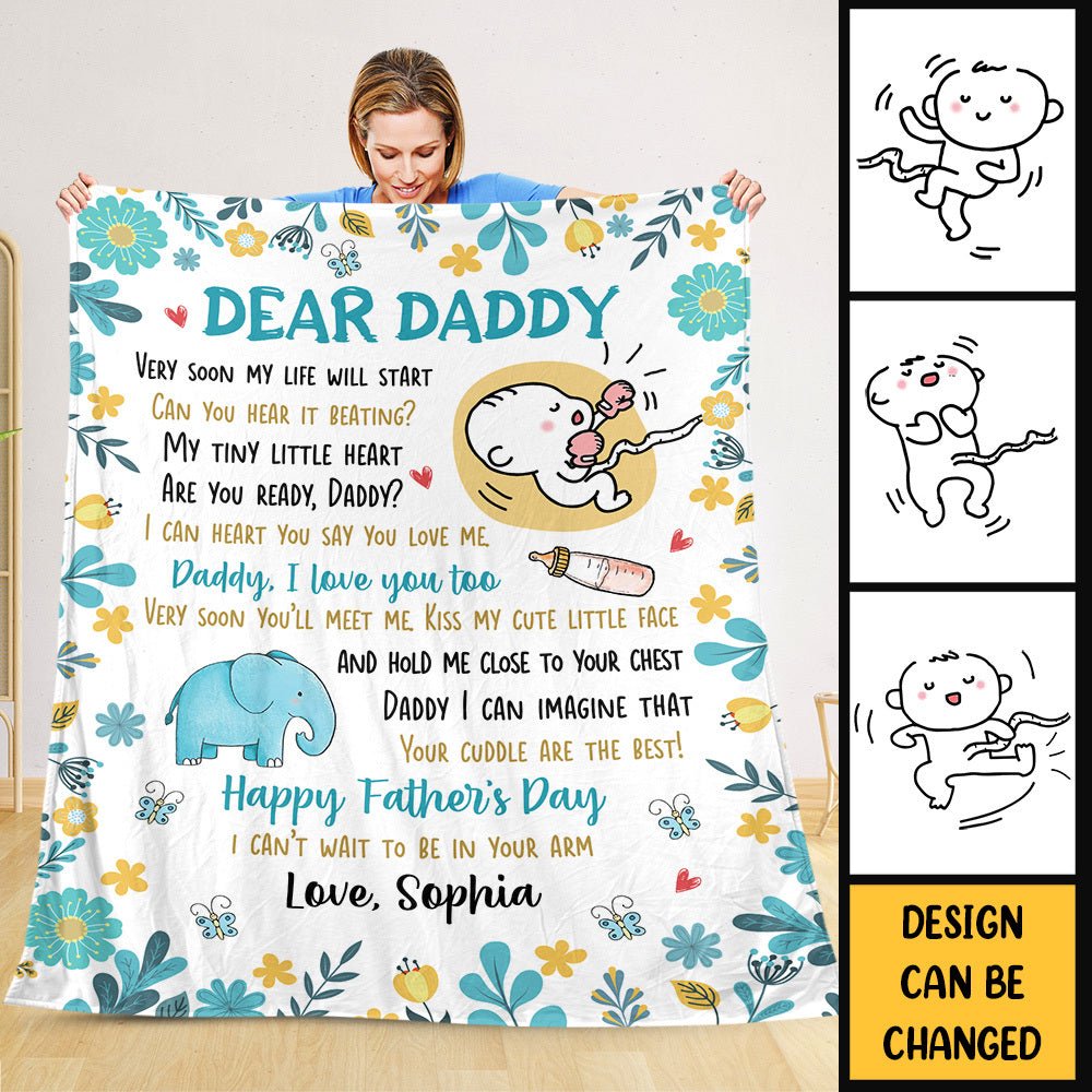 Dear Daddy, Happy Father's Day - Personalized Blanket - Best Gift For Father Grandpa