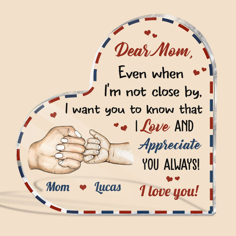 Dear Mom - Personalized Heart Acrylic Plaque - Best Gift For Mother
