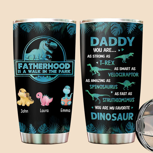 Dinosaur Fatherhood - Personalized Tumbler - Best Gift For Father