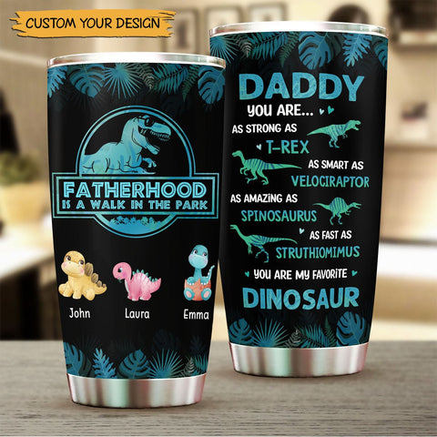Dinosaur Fatherhood - Personalized Tumbler - Best Gift For Father
