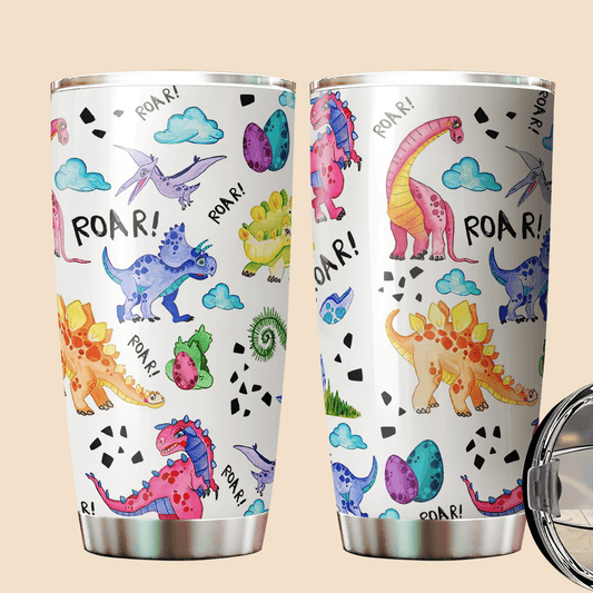 Dinosaurs Watercolor Tumbler - Best Gift For Mother