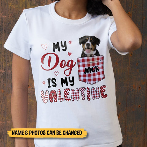 Dog Is My Valentine Photo Pocket - Personalized T-Shirt & Hoodie - Gift for Couple