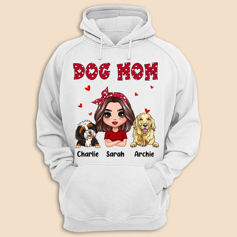 Dog Mom Polka Dot Doll Girl - Personalized T-Shirt/ Hoodie - Best Gift For Mother
