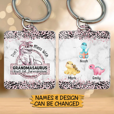 Don't Mess With Mamasaurus/Grandmasaurus Leopard Pattern - Personalized Acrylic Keychain - Best Gift For Mother, Grandma