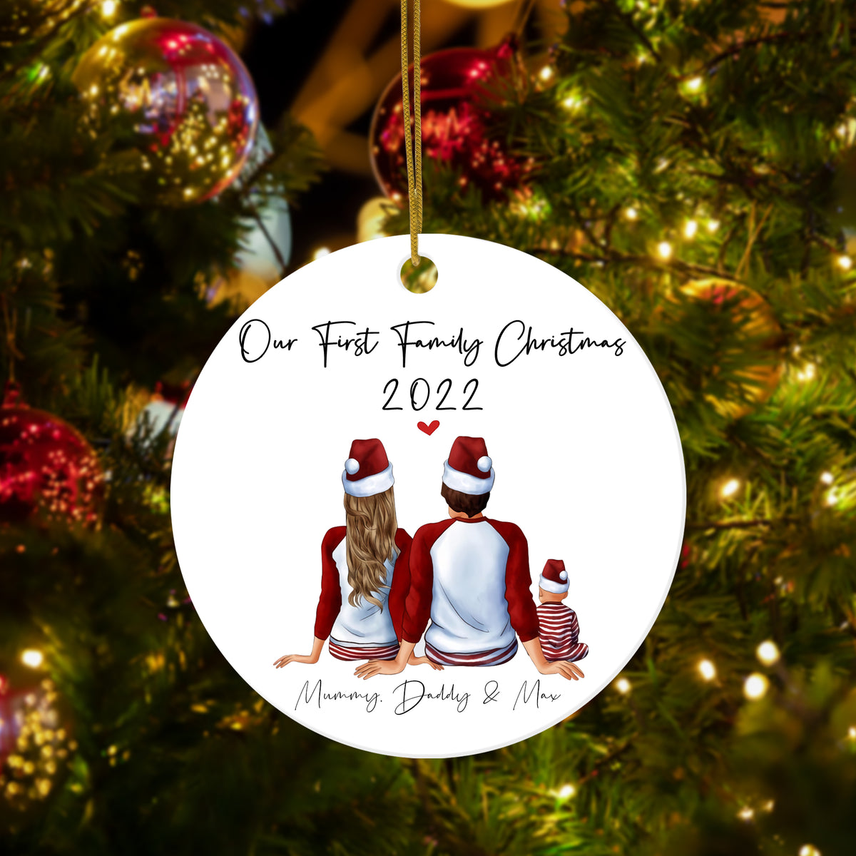 Personalized Family Ceramic Bauble - Our First Family Christmas Tree Decoration