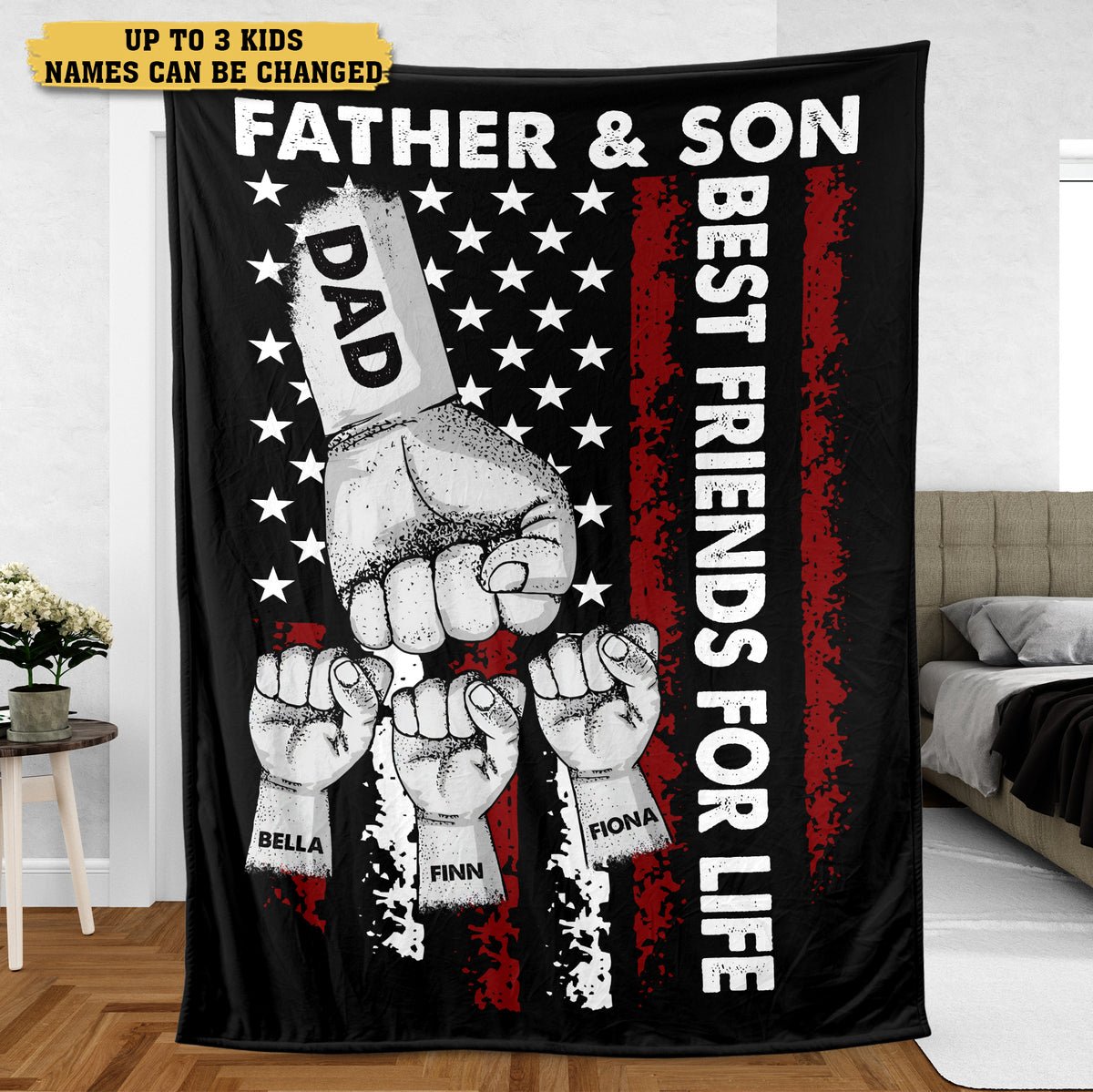 Father & Sons - Personalized Blanket - Best Gift For Father