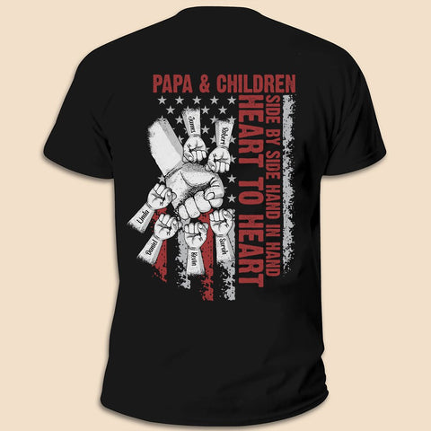 Fathers and Childs Hands - Personalized T-Shirt/ Hoodie Back - Best Gift For Dad
