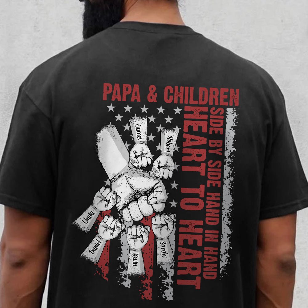 Fathers and Childs Hands - Personalized T-Shirt/ Hoodie Back - Best Gift For Dad
