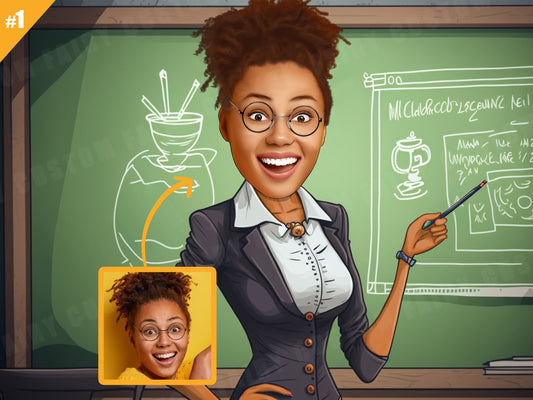 Personalized Caricature Gift of a Female Teacher