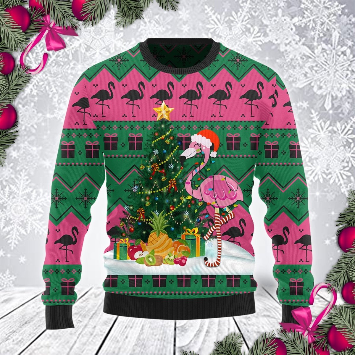 Flamingo Christmas Tree Ugly Sweater - TG1121TA