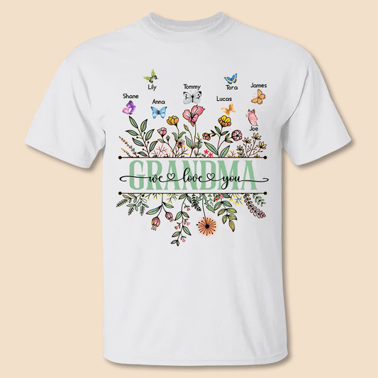 Flower Grandma - Personalized T-Shirt/ Hoodie - Best Gift For Grandma