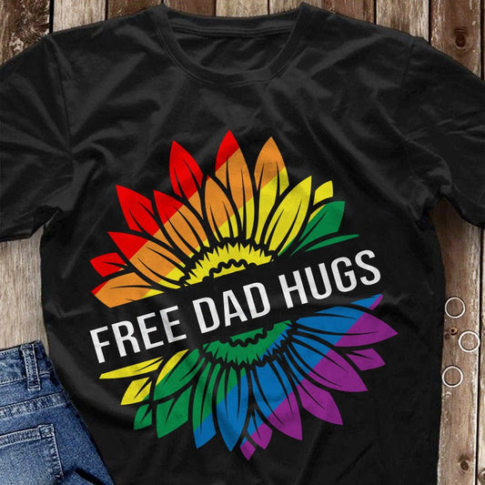 Free Dad Hugs Flower LGBT Pride Ally Fathers Day TShirt - NH0622DT