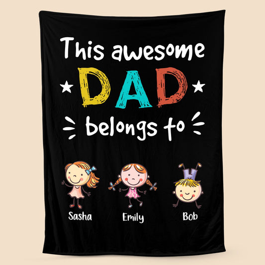 Funny This Awesome Dad - Personalized Blanket - Best Gift For Father
