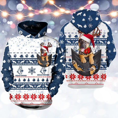 Custom Dog Merry Xmas 3D All Over Print T-shirt, Hoodie, Sweatshirts