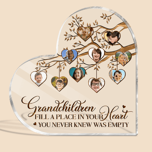 Grandchildren Fill A Place In Your Heart - Personalized Heart Plaque - Best Gift For Mother, Grandma