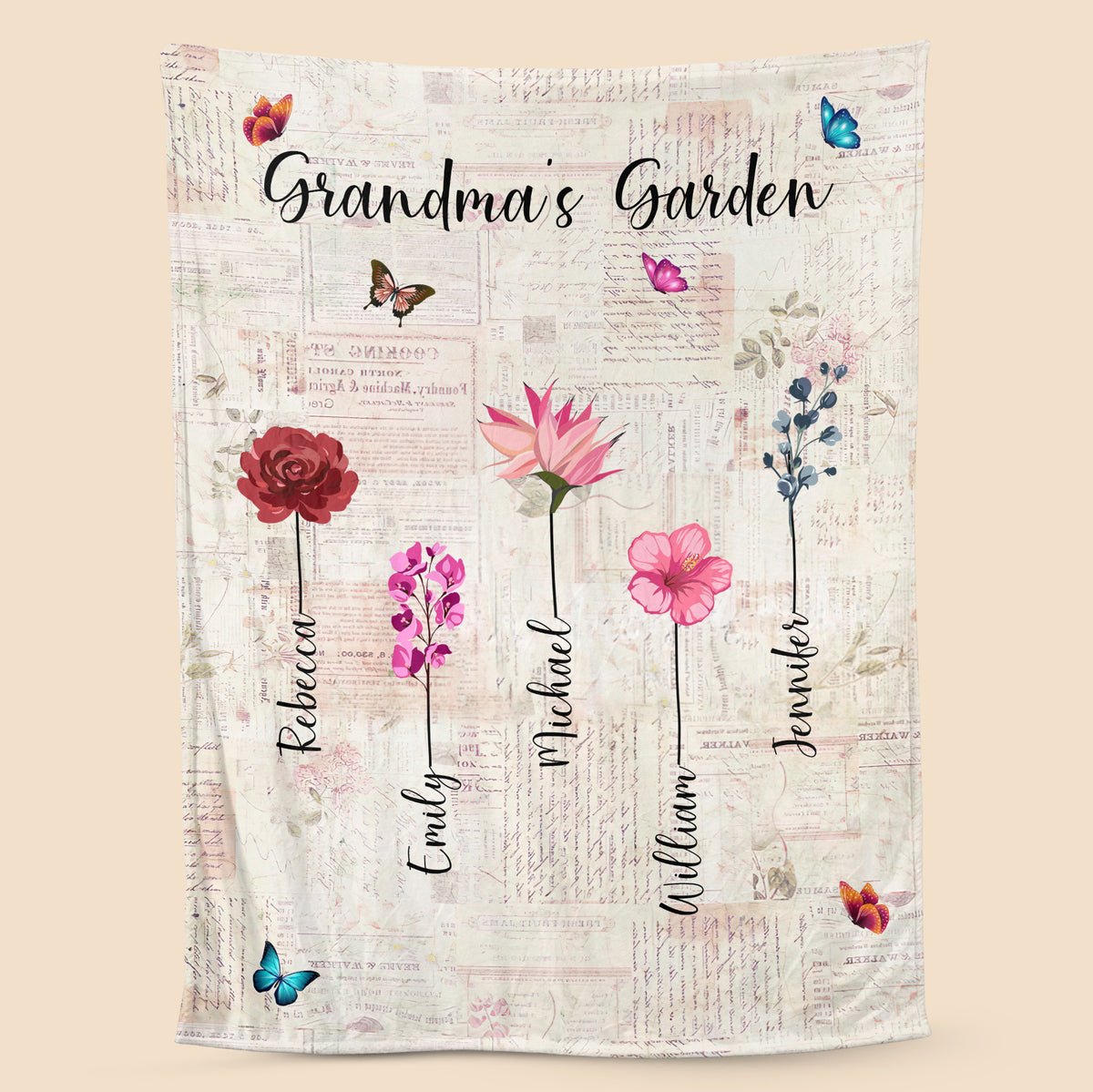 Flower Mama/Grandma's Garden - Personalized Blanket - Best Gift For Mother, Grandma