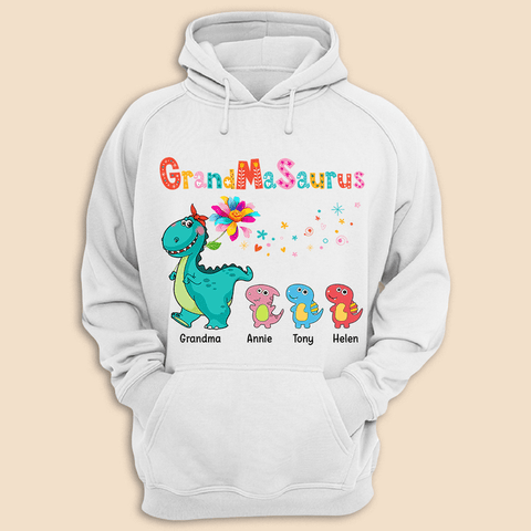 Grandmasaurus Colorful Flower - Personalized T-Shirt/ Hoodie - Best Gift For Mother, Grandma