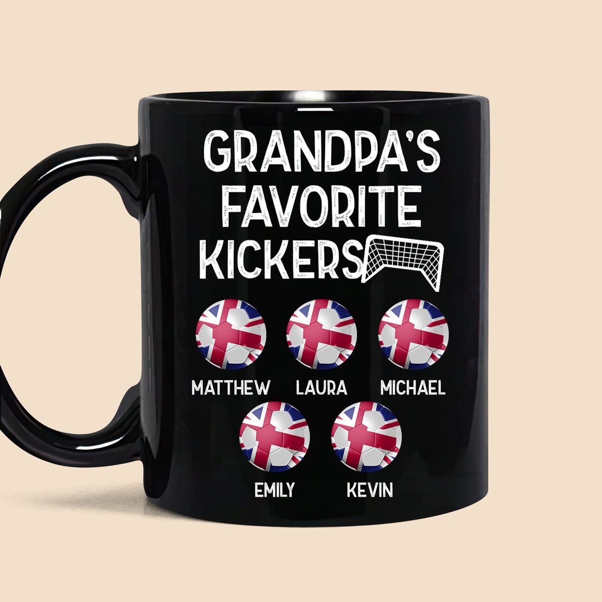 Grandpa Favorite Kickers  - Personalized Black Mug - Best Gift For Father