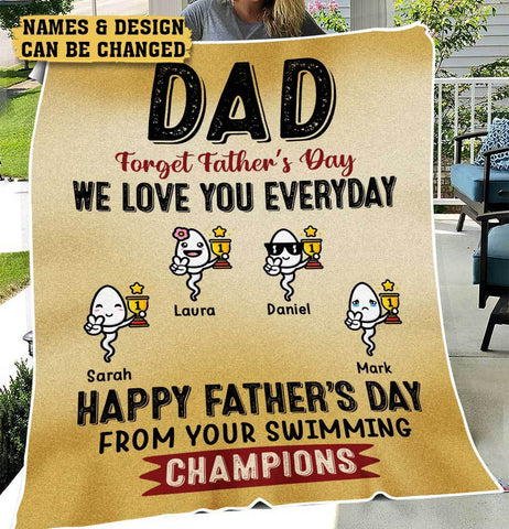 Happy Father's Day From Your Swimming Champions - Personalized Blanket - Best Gift For Father