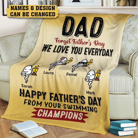 Happy Father's Day From Your Swimming Champions - Personalized Blanket - Best Gift For Father