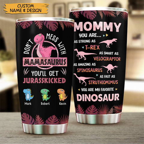 Hawaii Mamasaurus (Black Ver) - Personalized Tumbler - Best Gift For Mother