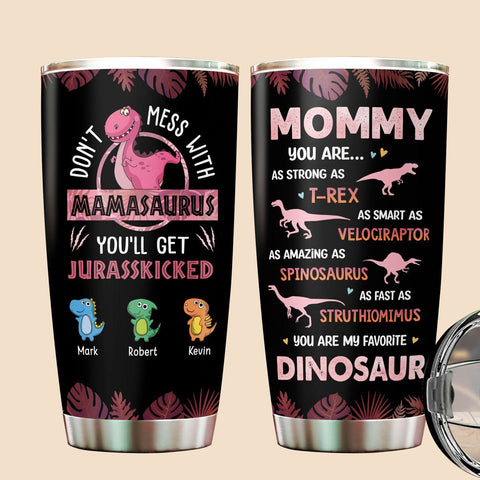 Hawaii Mamasaurus (Black Ver) - Personalized Tumbler - Best Gift For Mother
