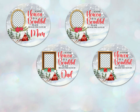Heaven is a Beautiful Place Round Ornament, Photo Memorial Christmas Ornament