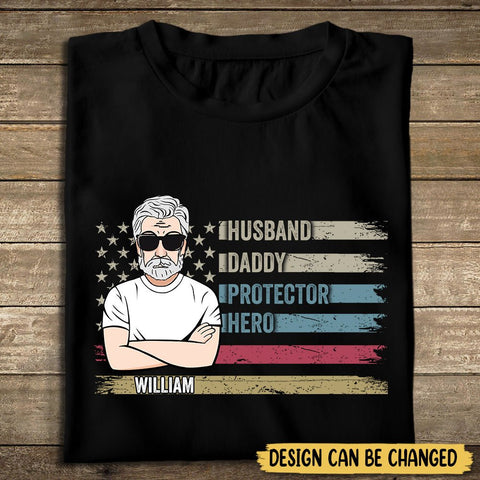 Husband/ Daddy/ Protector/ Hero - Personalized T-Shirt/ Hoodie - Best Gift For Father