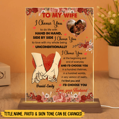 I Choose You - Personalized Acrylic LED Lamp - Best Gift for Valentine's Day
