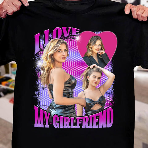 I Love My Girlfriend Retro Style - Personalized T-Shirt & Hoodie - Gift for Couple