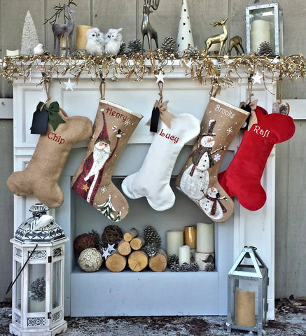 Dog Bone Christmas Stockings - Christmas Decor