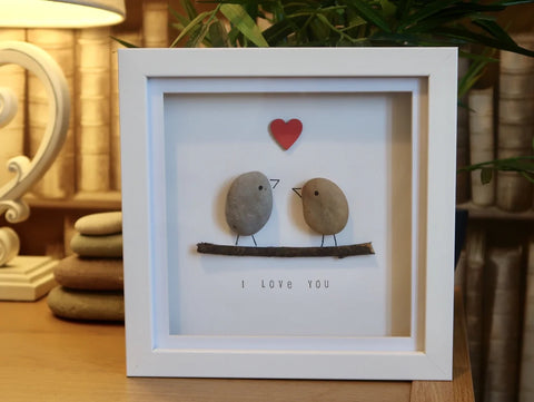 I Love You - Anniversary Gift - Gift for Couple - Pebble Art