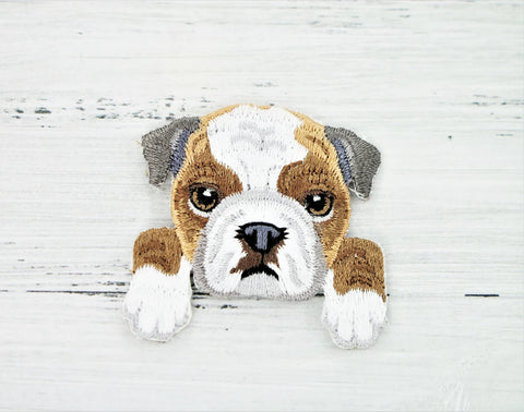 Bulldog Dog iron on patch - Embroidered Patch
