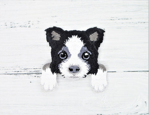 Cute Border Collie pocket puppy patch - Embroidered Patch