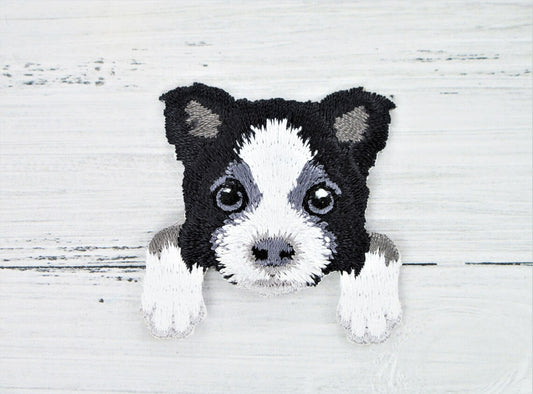 Cute Border Collie pocket puppy patch - Embroidered Patch