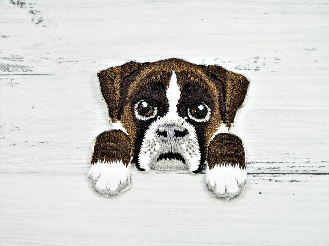 Boxer pocket puppy patch - Embroidered Patch