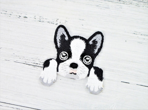 Boston Terrier pocket puppy patch - Embroidered Patch